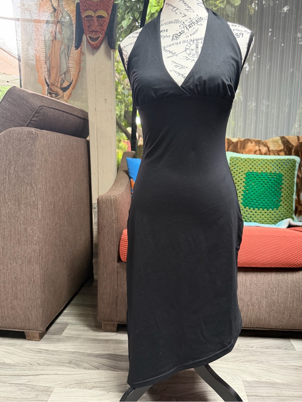 NWOT Princess Polly Black One-Shoulder Halter Dress